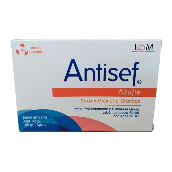 JABON ANTIACNE ANTISEF AZUFRE 100GR ICOM